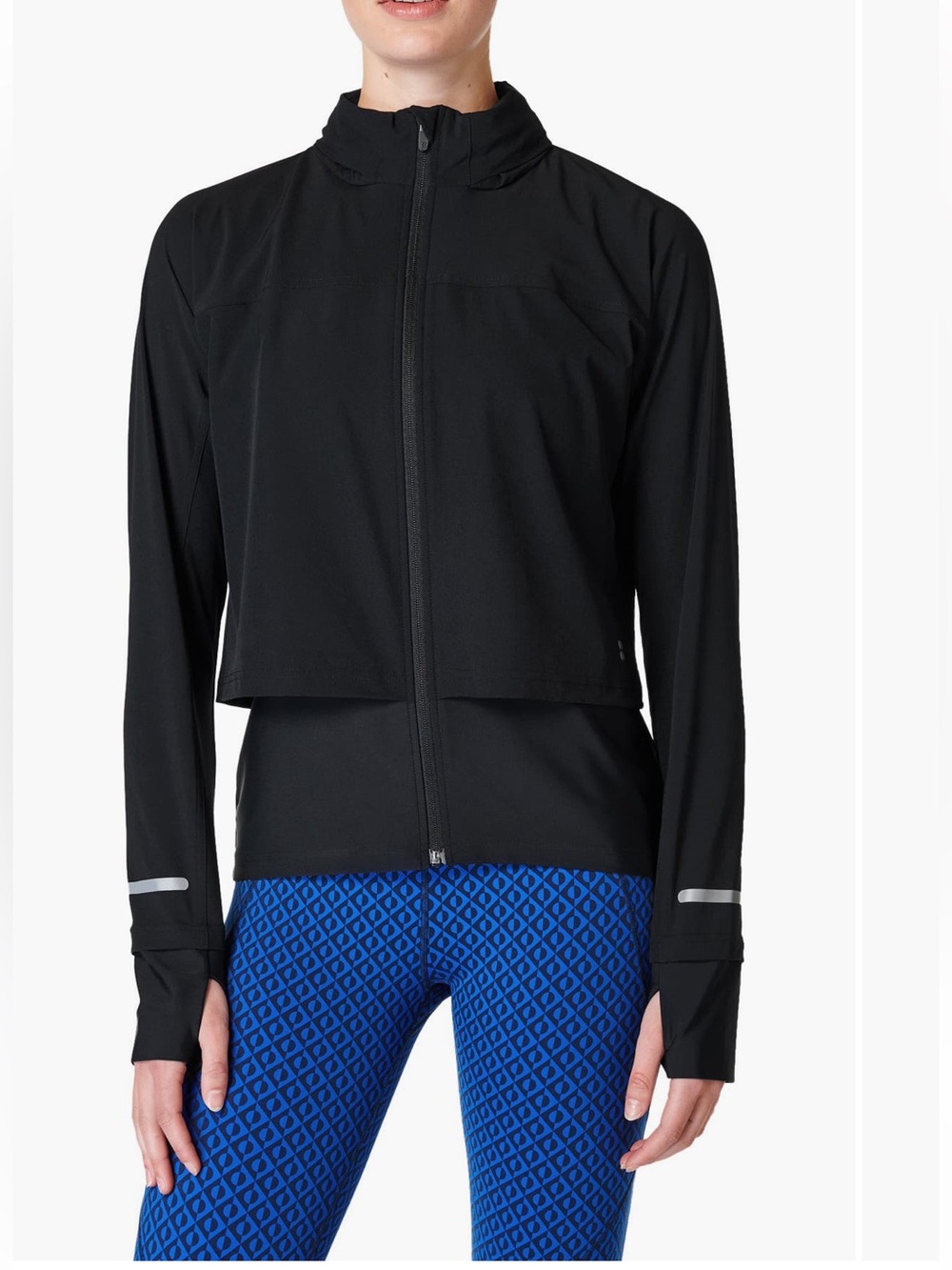 Sweaty Betty Fast Track Running Jacket Women’s Large Black Slim Fit Hooded